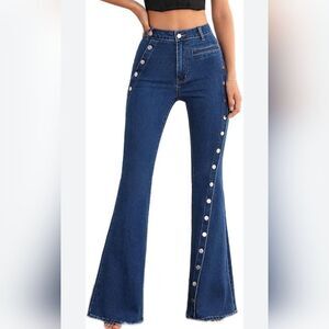 High-Waisted Blue Flare Jeans